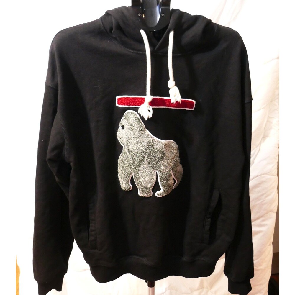 Rawgear Hoodie Mens Black Gorilla Long Sleeve Kangaroo Pockets Pullover Size M